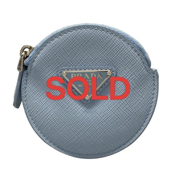 PRADA -  Light Blue Saffiano Leather Coin Case 210-080625 - Picture 1 of 6